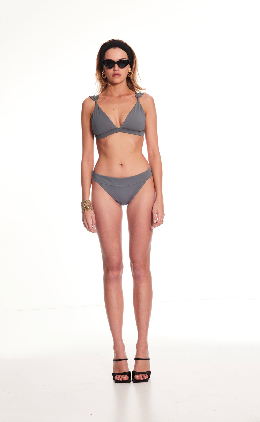 Chic blue-gray two-piece swimsuit