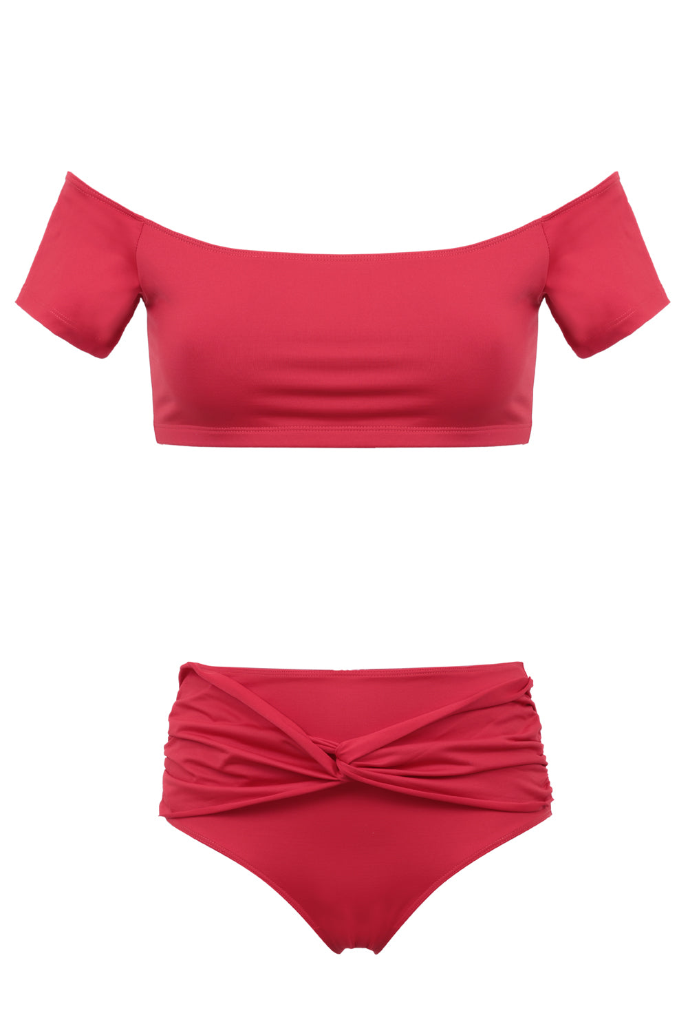 Red two-piece swimsuit chic bra