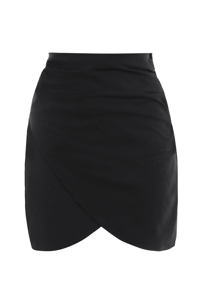 India short black slit skirt
