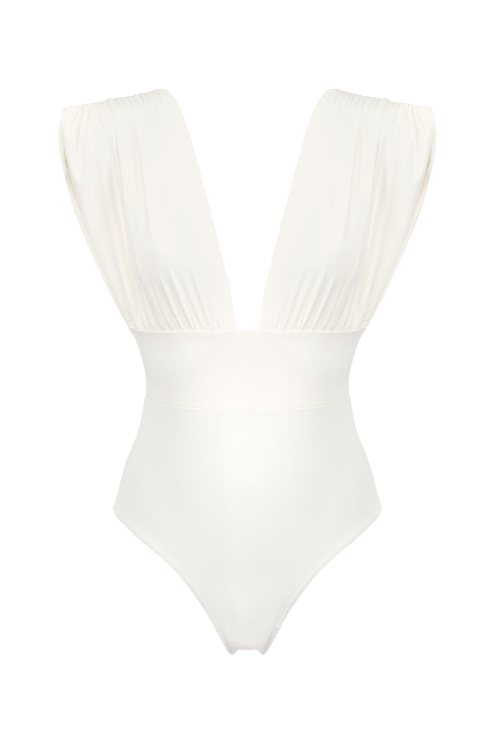 Maillot de bain une pièce Monceau blanc crème, drapé sur le décolleté