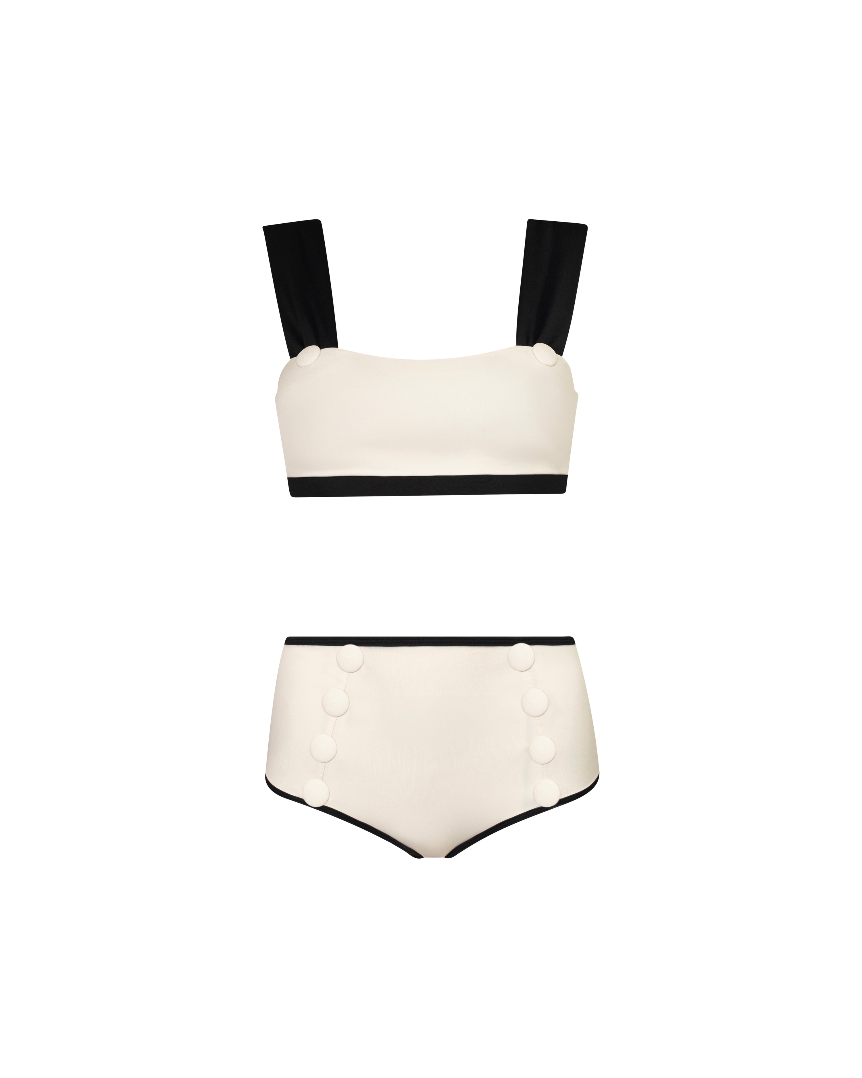 Maillot de bain 2 pièces Crème et Noir Alma