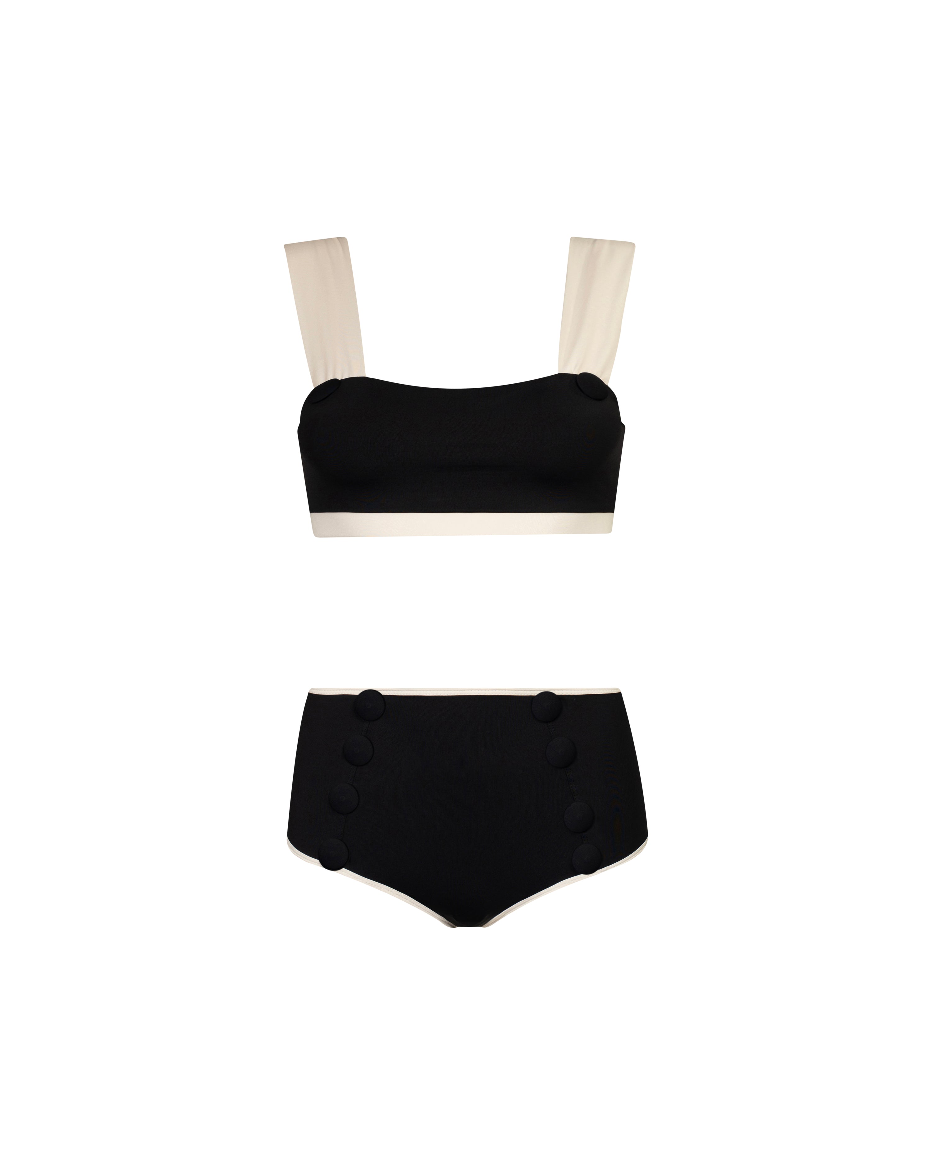Maillot de bain 2 pièces Noir et Crème Alma