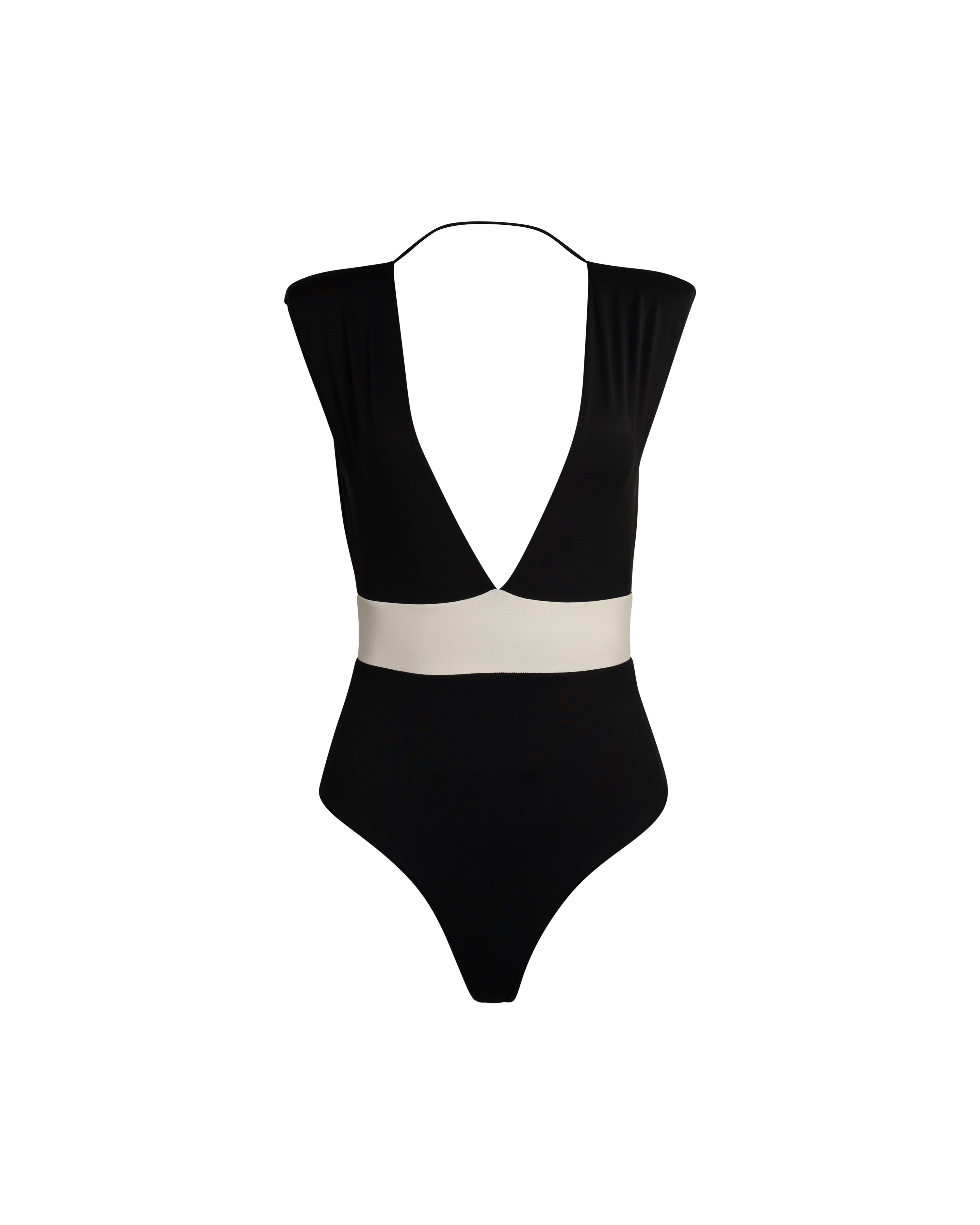 Keops Black and Cream 1-piece swimsuit