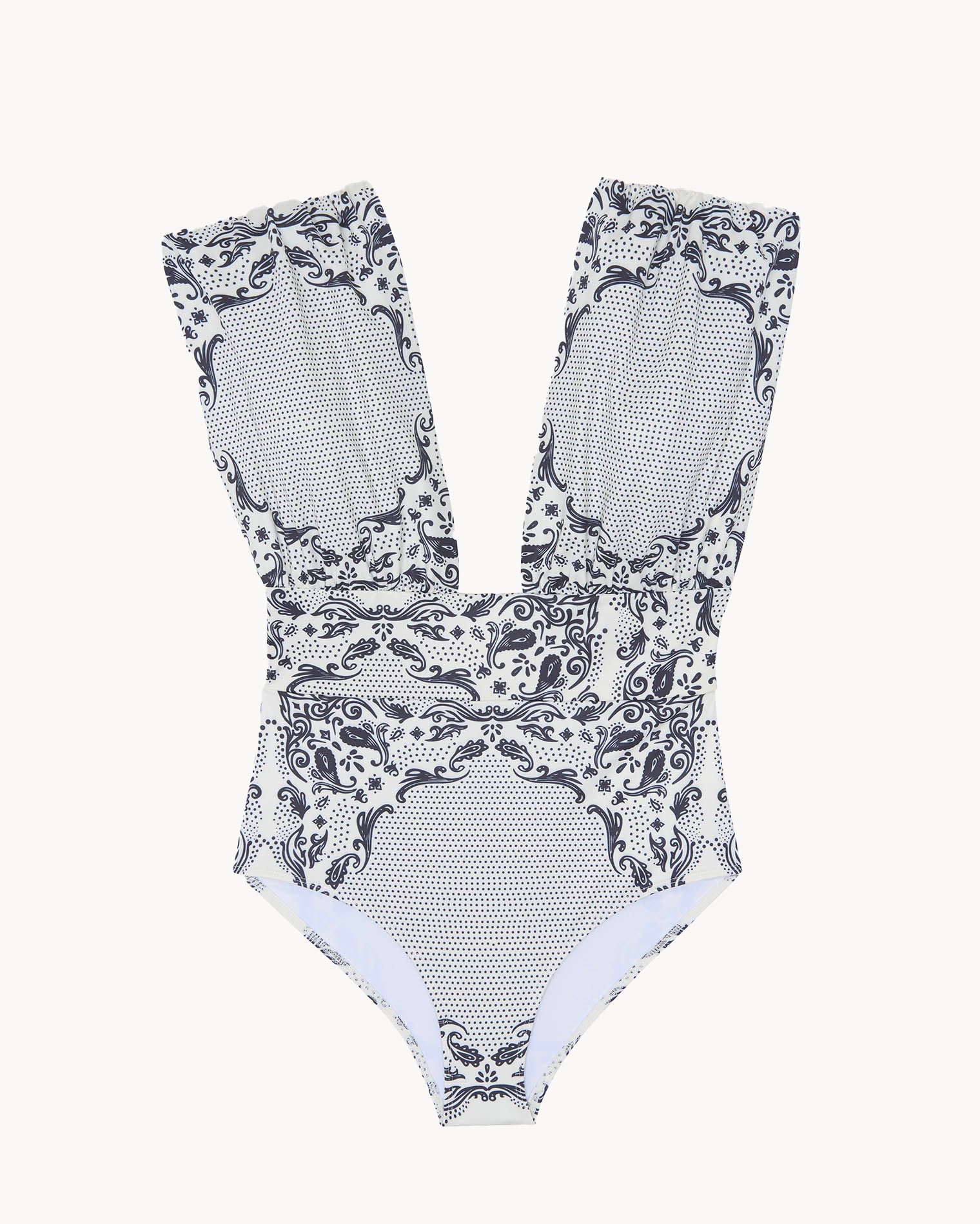 Monceau cream and black print one-piece swimsuit – Exclusive KUJTEN x MAIÔ Paris Edition
