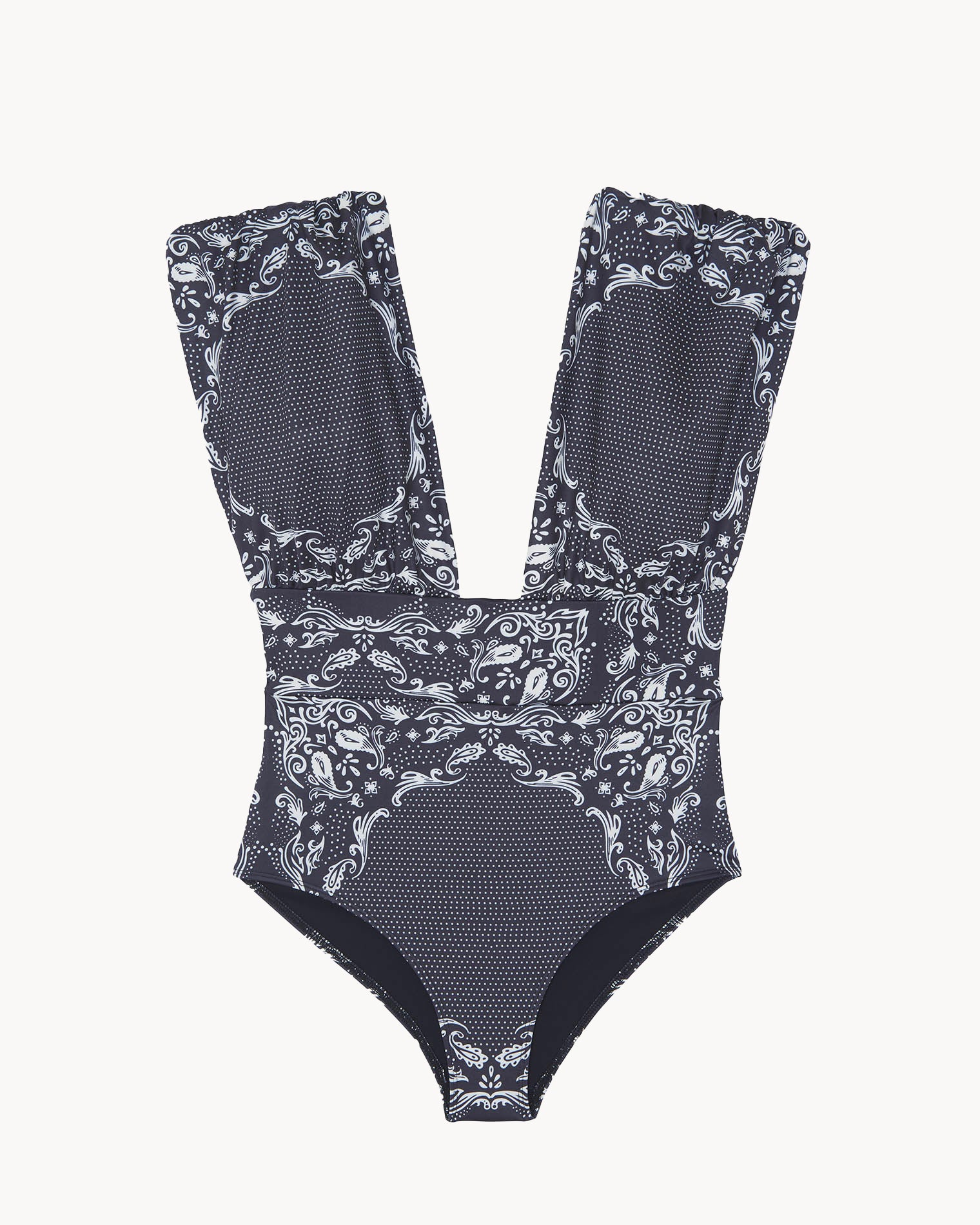 Monceau black and cream print one-piece swimsuit – Exclusive KUJTEN x MAIÔ Paris Edition