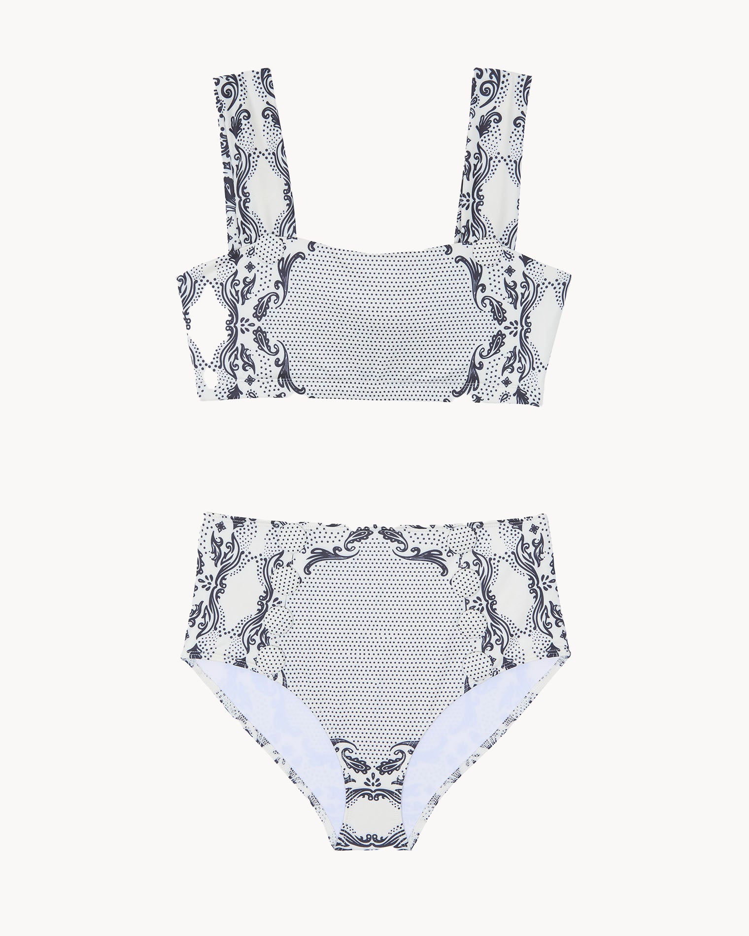 Alma Cream and Black Print Two-Piece Swimsuit – KUJTEN x MAIÔ Paris Exclusive Edition