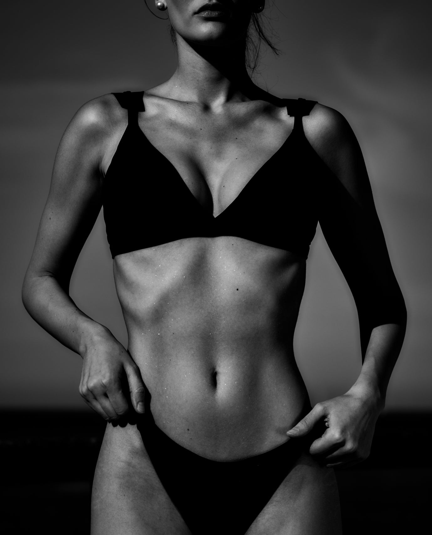 2-piece black triangle cut swimsuit